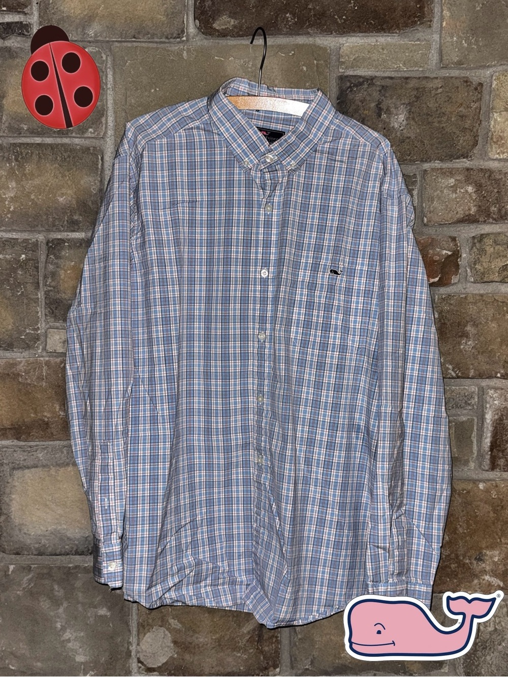 Vineyard Vines Men's Blue Plaid Button-Down Shirt -M